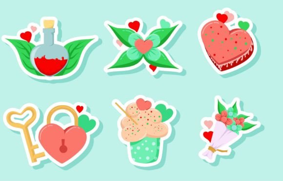 Download Set of Valentine Sticker Design - Valentine sticker design Collection