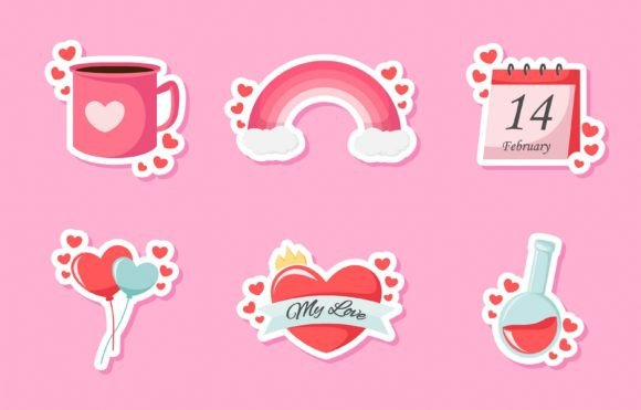 Download Set of Valentine Sticker Design - Valentine sticker design Collection