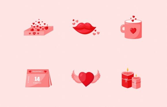 Download Set of Valentine Sticker Design - Valentine sticker design Collection