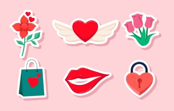 Download Set of Valentine Sticker Design - Valentine sticker design Collection