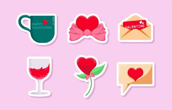 Download Set of Valentine Sticker Design - Valentine sticker design Collection