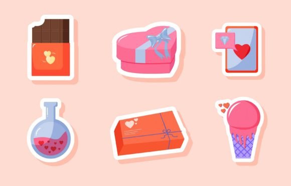 Download Set of Valentine Sticker Design - Valentine sticker design Collection