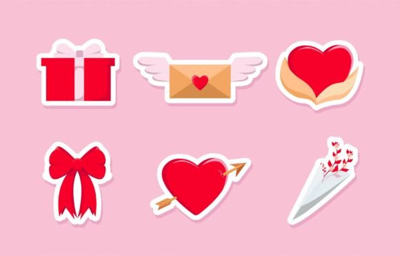 Download Set of Valentine Sticker Design - Valentine sticker design Collection