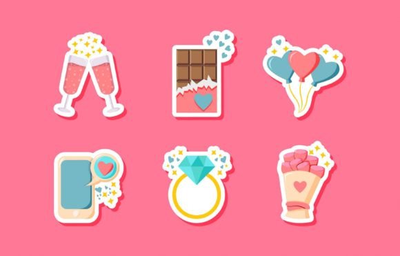 Download Set of Valentine Sticker Design - Valentine sticker design Collection