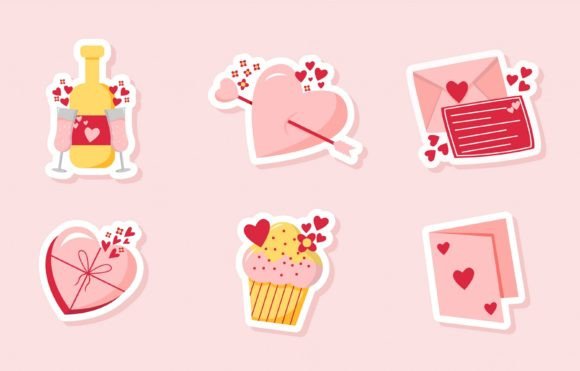 Download Set of Valentine Sticker Design - Valentine sticker design Collection